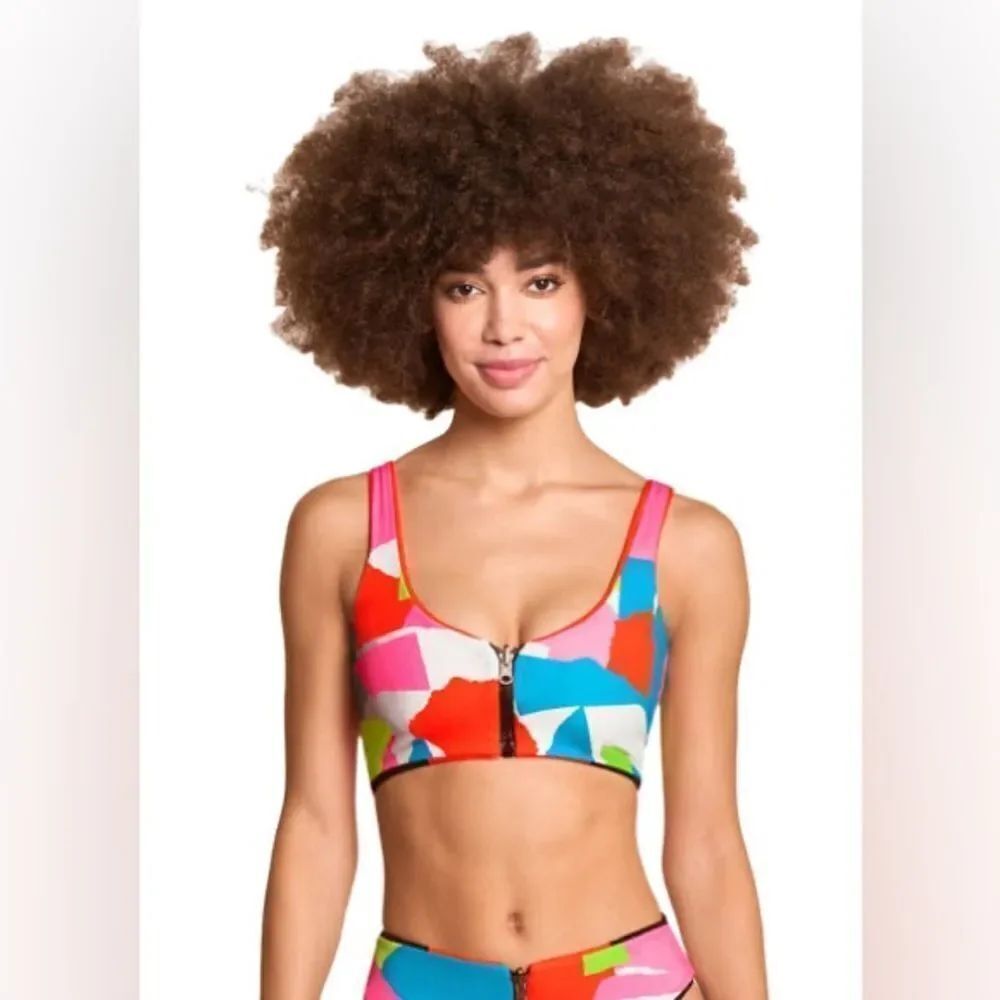 Maaji NWT Reversible Fire Ninna Sporty Bralette Bikini Top in Orange Size M